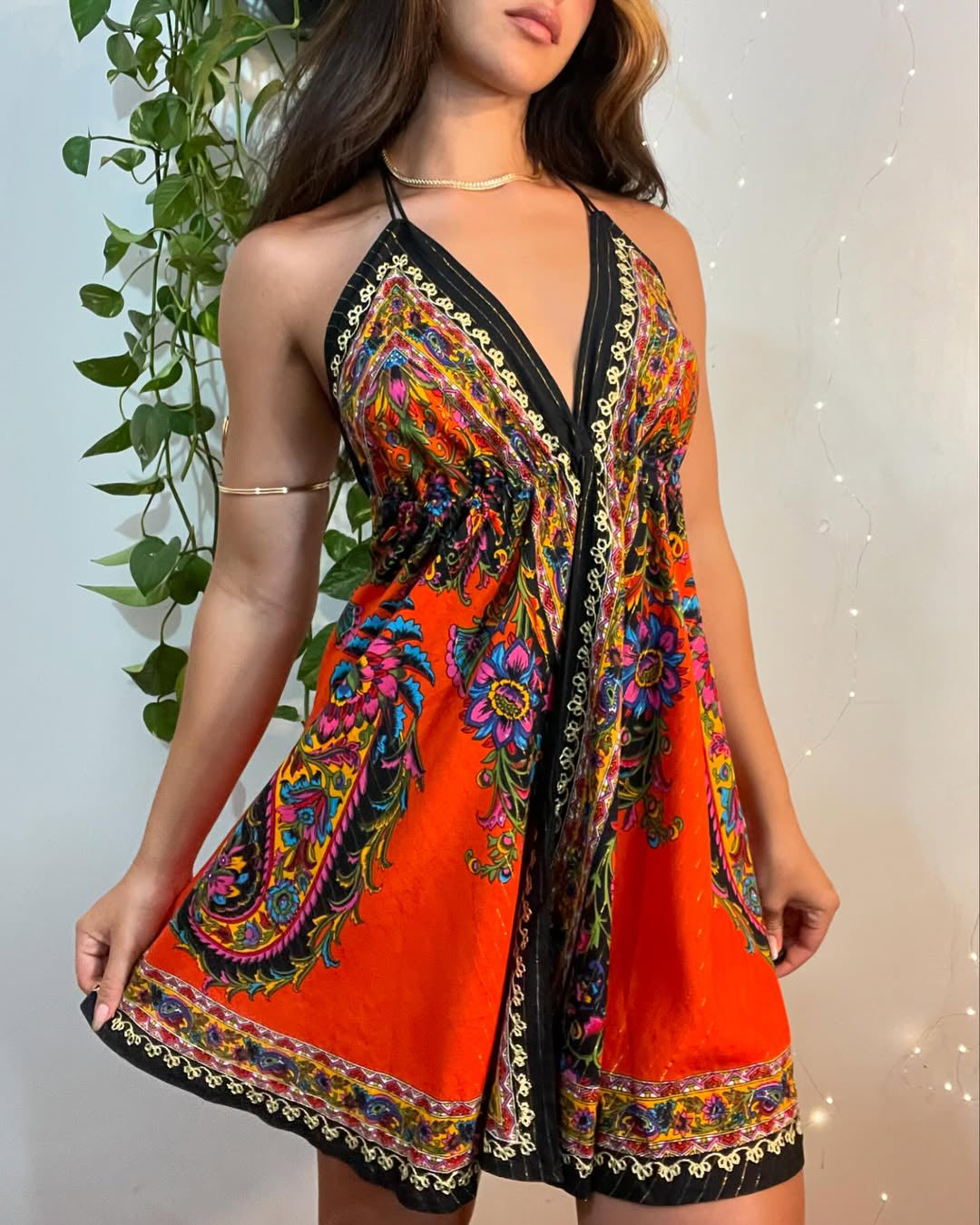 vestido Saanvi Laranja batik